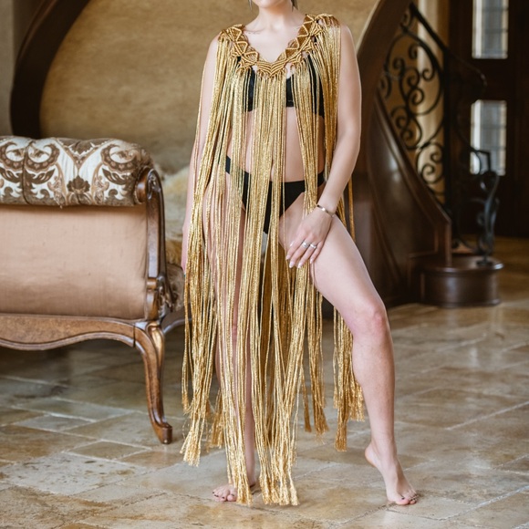 Extra Long Handmade Macrame Poncho - Picture 12 of 13